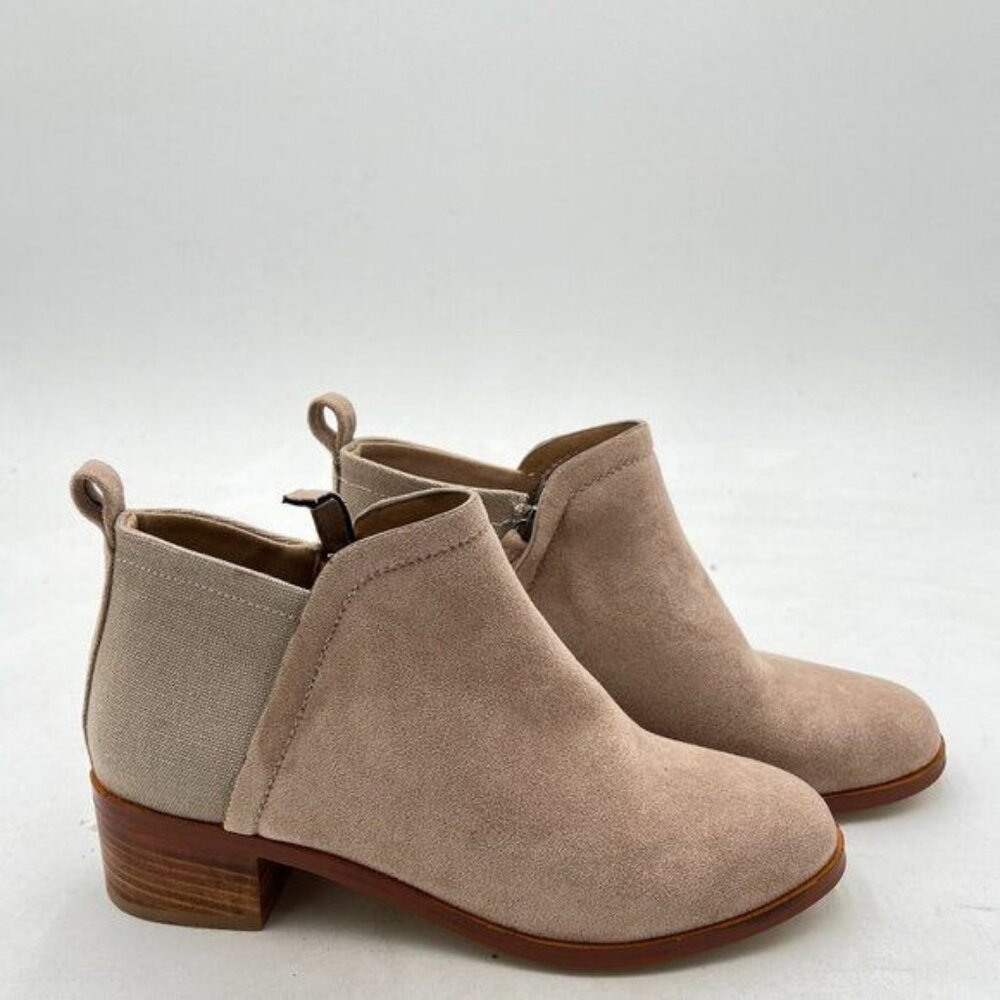 FOWT Tan Fashion Patchwork Ankle Boots for Women Low Stacked Chunky Heels Bootie